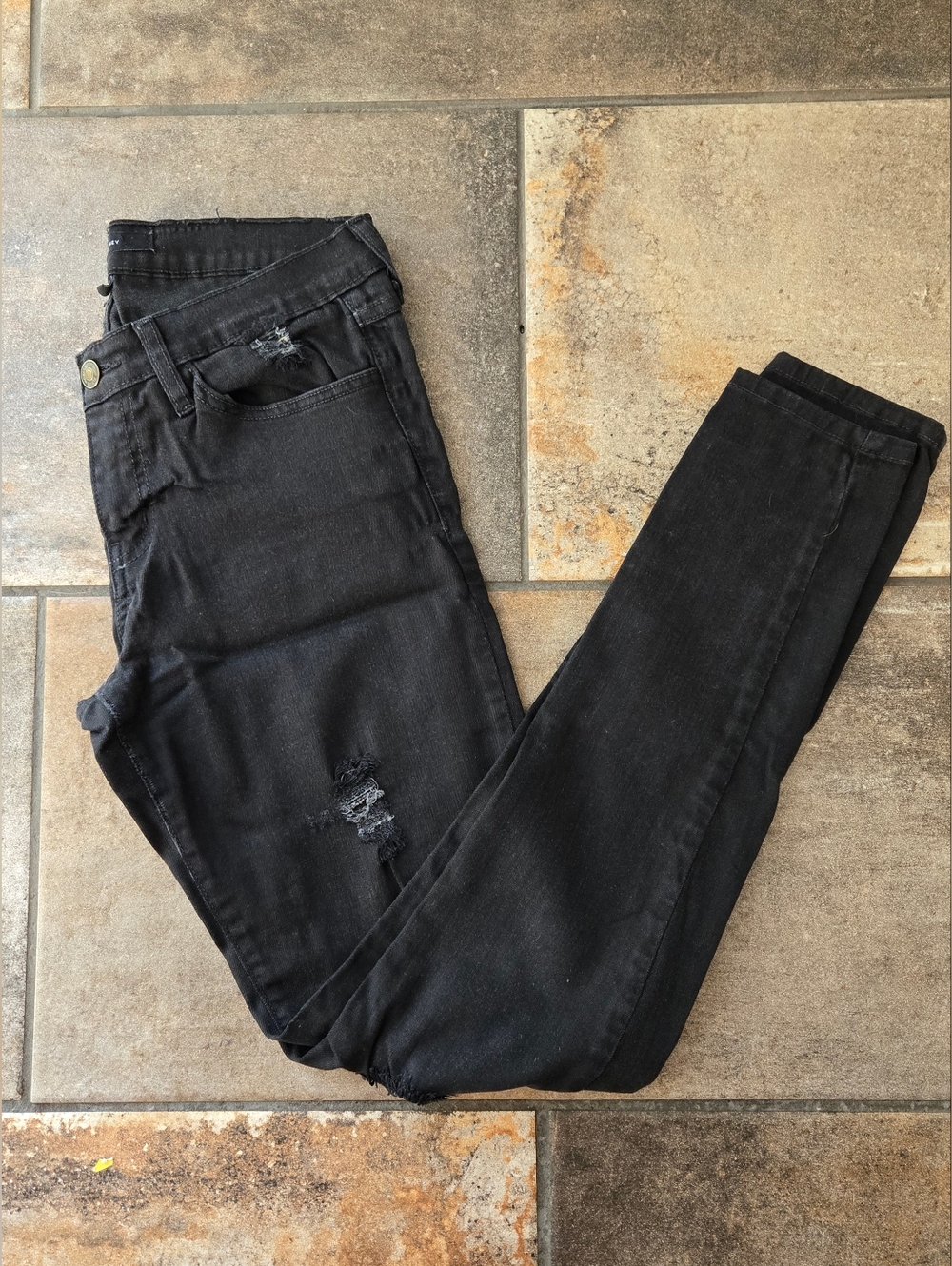 Flying Monkey Black Distressed Skinny Jeans Mid Rise Denim Casual Stretch 28